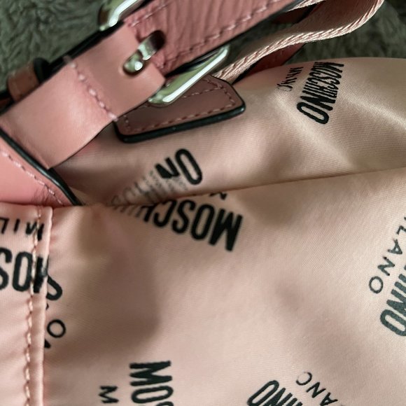 MOSCHINO Women Pink All Over Logo Print Unstructured Backpack main image 5
